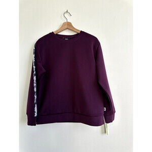 Nicole Nicole Miller Sport Women's Sweatshirt in plum sleeve strip Size M $90